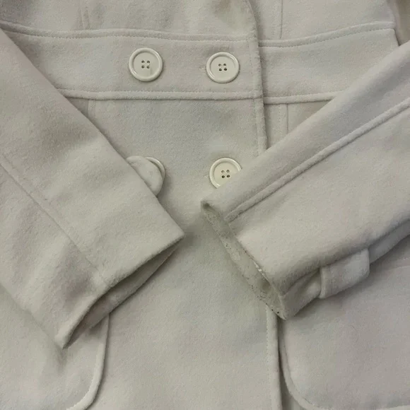 Women's Cream Double-Breasted Coat - Picture 6 of 11